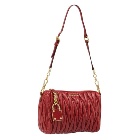 Miu Miu Matelasse 單肩包 皮革 紅色 金 正品 yk20524V