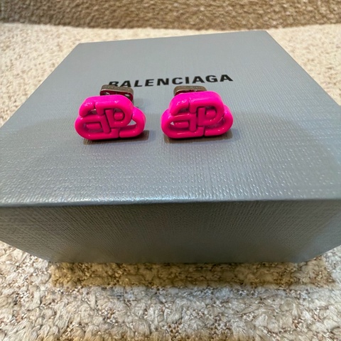 BALENCIAGA巴黎世家螢光桃紅色耳環