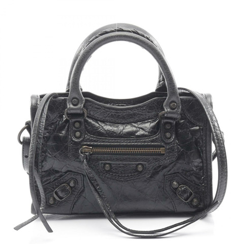 BALENCIAGA Le City Nano 2Way 單肩手提包 8196712ABEK1000 黑色皮革 全新