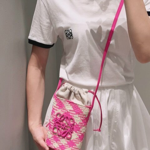 LOEWE 千鳥格圖案 肩背斜背包14×6×22.5cm 99新配件塵袋 盒子 購證