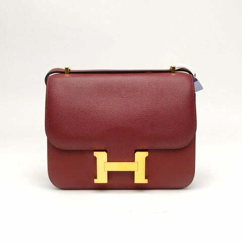 HERMES Constance康康19愛馬仕紅EC皮D刻金扣肩背包