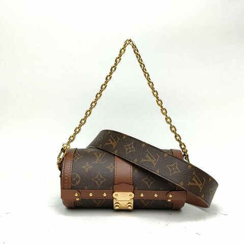 LOUIS VUITTON 巴比龍TRUNK鏈條圓桶包老花PVC晶片肩背包