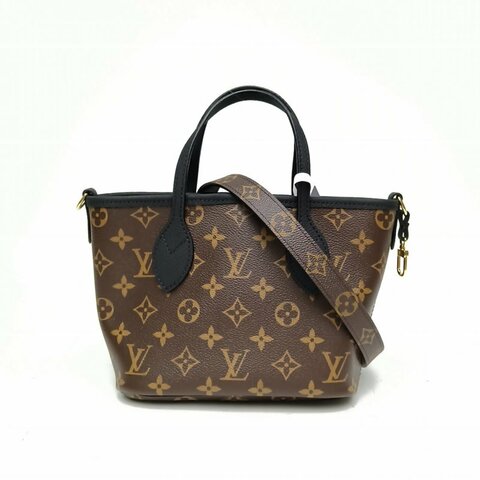 LOUIS VUITTON 老花PVC晶片NeverfullBB黑色配皮肩背包
