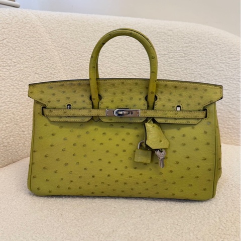 愛馬仕 Hermes 茴香綠鴕鳥BK25尺寸，年份2011年，附有鎖+鑰匙。