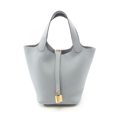 愛馬仕 Picotin Lock PM 手提包，Clemence 皮革，灰色 Gris Pantin GHW K