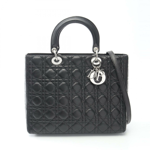 迪奧 Lady Christian Dior 大手提包，黑色真皮，二手女款