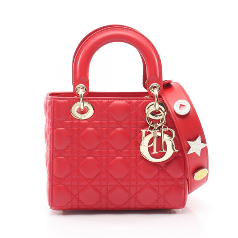 Dior LADY DIOR MY ABCDIOR Lady Christian Dior 小號 Cannage 2WAY 手提包 皮革 紅色 二手 女士