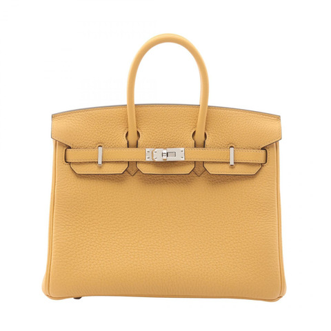 愛馬仕 Birkin 25 Paille 手提包，Togo 皮革，黃色，SHW 女款 G