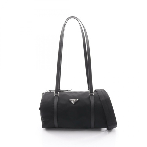 PRADA TESSUTO + SAFFIAN 兩用旅行包/肩背包 1BB154R064F0632 尼龍 Saffiano 皮革 黑色 全新 女士