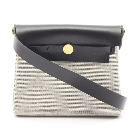 愛馬仕 Herbag Zip 迷你肩斜背包，Toile H 帆布皮革，灰色 G