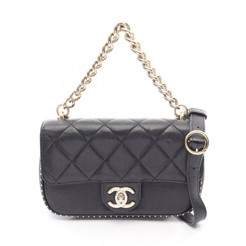 香奈兒 (CHANEL) Matelasse Mini 2WAY 單肩包，粒面小牛皮，黑色，二手，女士款
