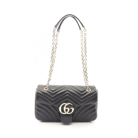 GUCCI GG Marmont 中型單肩包 837267AAE381000 黑色皮革 全新 女士