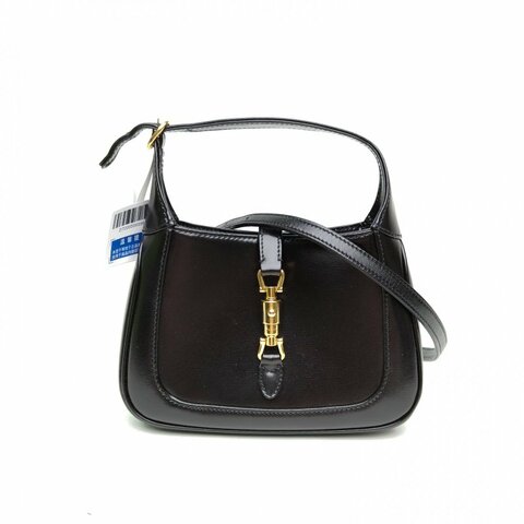 GUCCI Jackie1961Mini19黑色牛皮金扣肩背包