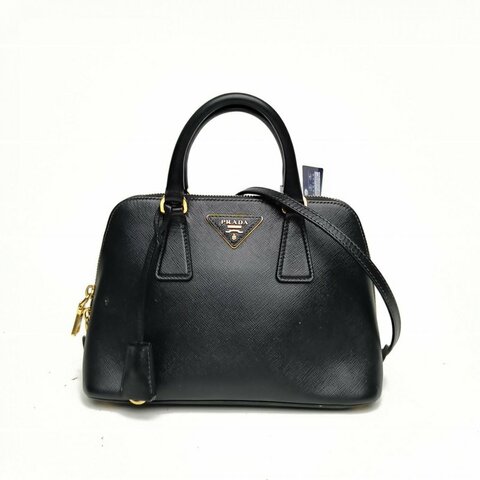 PRADA tophandle貝殼包小號黑色牛皮肩背包