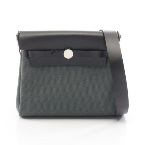 愛馬仕 Herbag Zip Mini 單肩斜背包 K Hunter 帆布軍綠色 SHW 黑色