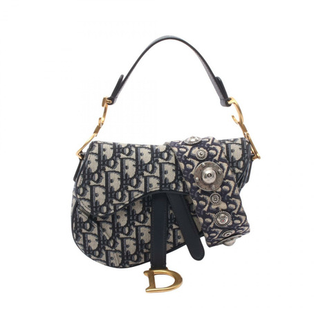 Christian Dior Saddle Mini Oblique 手提包 M0456CTZQ 帆布皮革海軍藍二手