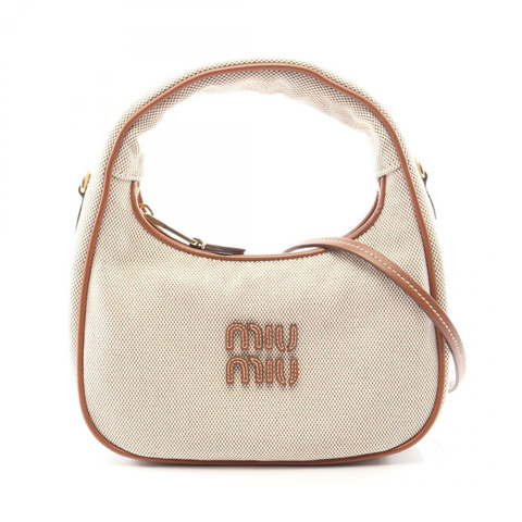 Miu Miu 小號 Wonder 兩用手袋 5BC125ACRNF062F 帆布皮革 米棕色 全新 女士