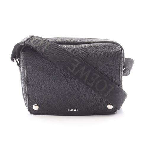 LOEWE Pebble Messenger 中型單肩斜背包 BANBA73X051100 皮革 BK