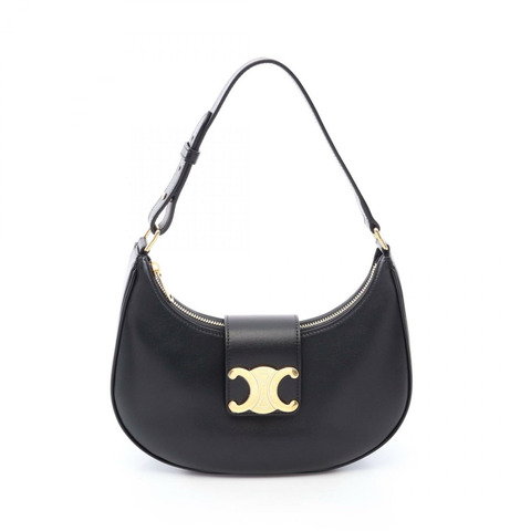 CELINE AVA Triomphe 中型單肩手提包 114493DGQ38NO 黑色皮革 全新