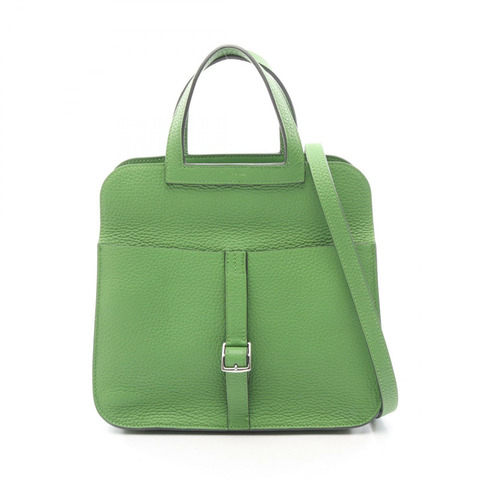 HERMES Halzan25 Vert Yucca 2WAY 手提包 Taurillon Clemence Taurillon Clemence 綠色 二手 女士