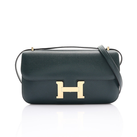 松柏綠 Chevre Chamkila 山羊皮 Constance 1-Elan 肩背包 K刻 金釦【HERMES 愛馬仕】 H085987CP