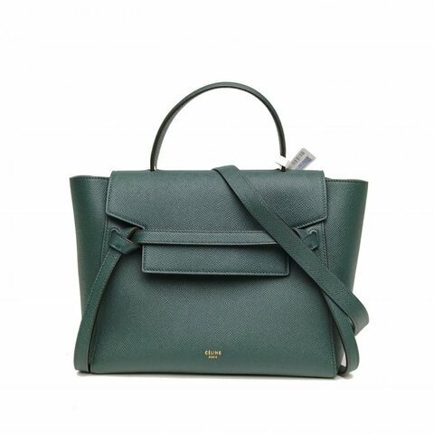 CELINE Belt鯰魚包Micro24綠色牛皮金扣肩背包