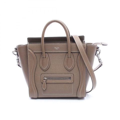 CELINE Luggage Nano Shopper 單肩手提包，棕色皮革，二手女款