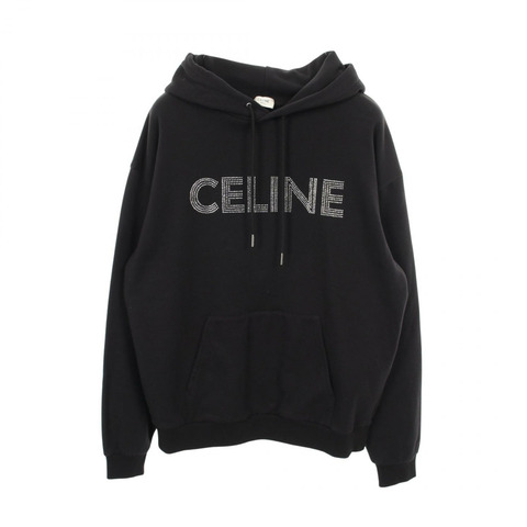 CELINE 黑色連帽衫，Logo圖案，純棉材質，二手男款 M 碼