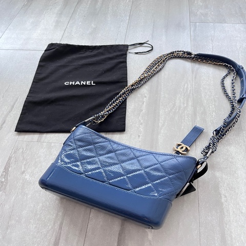 chanel 香奈兒 藍 小號 流浪包