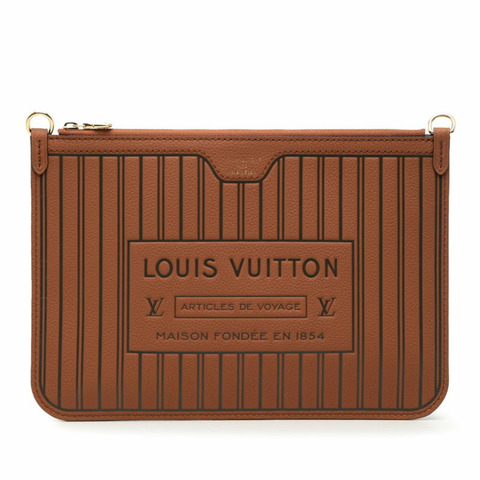 路易威登 Monogram Neverfull Inside Out MM 手提包，附配件袋，M12061，棕色皮革，女士 LOUIS VUITTON
