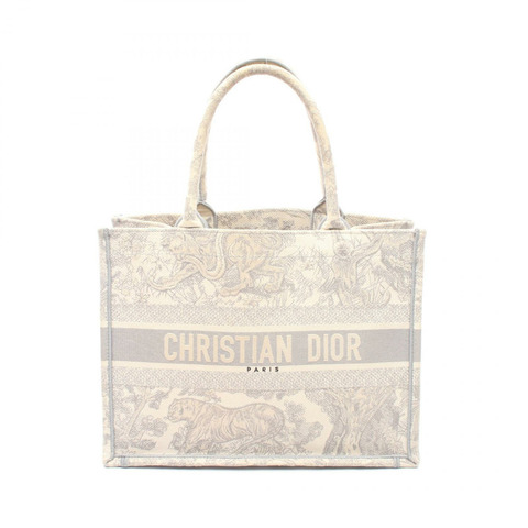 Christian Dior BOOK TOTE 中型手提包，帆布材質，灰色/米色，二手，女士款，帶品牌標識