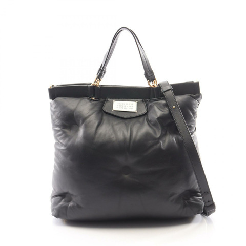 Maison Margiela GLAM SLAM 2WAY 手提包，黑色皮革，二手女款