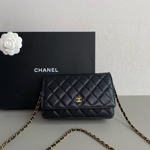 Chanel香奈兒🖤 黑金荔枝皮woc鏈條包💕 98新 芯片款