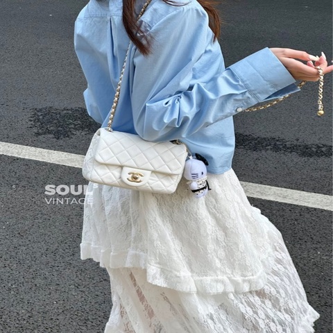 #全配🈶購證 香芋紫🥰Chanel香奈兒Cf17金球方胖子