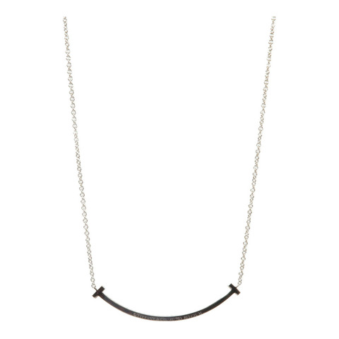 TIFFANY＆CO 18K白金/Sapphire T Smile藍寶石項鍊