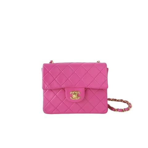 Chanel 菱格紋雙C扣方胖子鏈條包