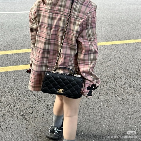 #黑金荔枝牛皮馬鞍包 ✨Chanel香奈兒 Cf25 carry around