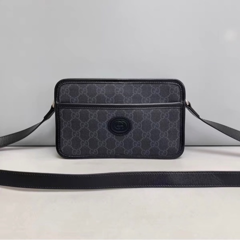 #Gucci古馳 黑色老花相機包