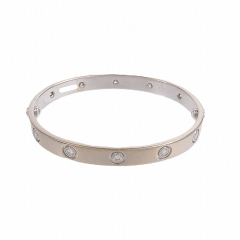 CARTIER 18K白金Love Bracelet 10 Diamonds鑽石手鐲
