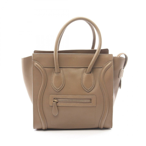 CELINE Luggage 迷你購物手提包 167793 皮革 灰色 二手 女士