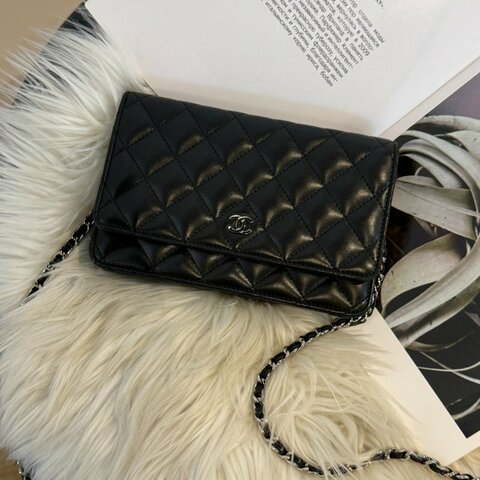 香奈兒 經典黑銀小羊皮WOC