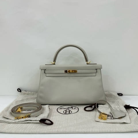 Hermes 愛馬仕 kelly25冰河白銀扣 swift皮 Y刻