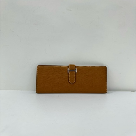 Hermes 愛馬仕 Bearn長版皮夾 epsom皮 金棕銀扣 Y刻