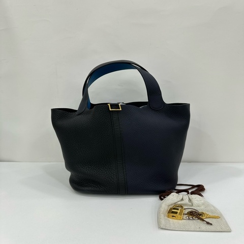 Hermes 愛馬仕 picotin 22 菜籃子22三拼色，黑色拼午夜藍拼佛羅裡達藍，Y刻 金扣