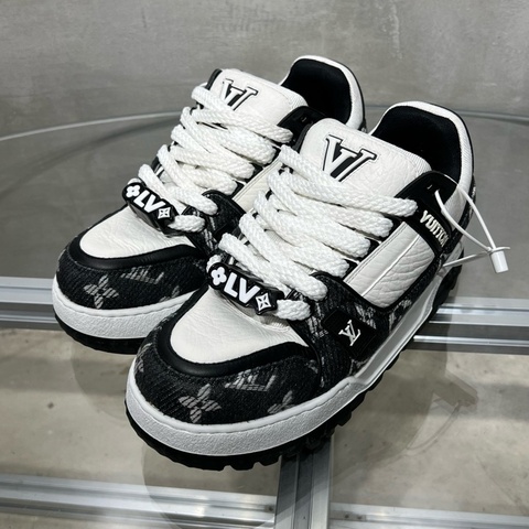 Louis Vuitton/路易威登 LV Trainer Maxi 小胖丁 黑白牛仔 UK5/39碼