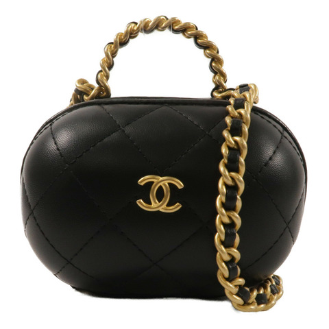 CHANEL 羊皮皮革Bubble Vanity Case鏈帶手挽肩背兩用袋