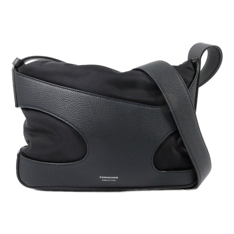 Salvatore Ferragamo 尼龍/牛皮皮革Cut Out Shoulder Bag肩背袋