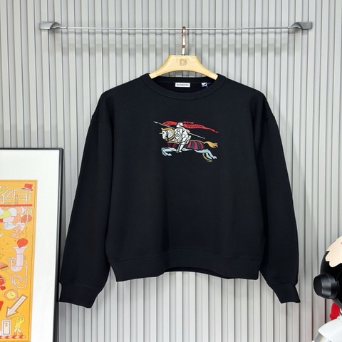 BURBERRY 巴寶莉 黑色刺繡休閒圓領衛衣