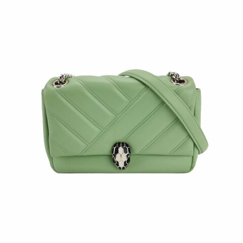 Bvlgari Serpenti Cabochon蛇頭包牛皮絎縫單肩包