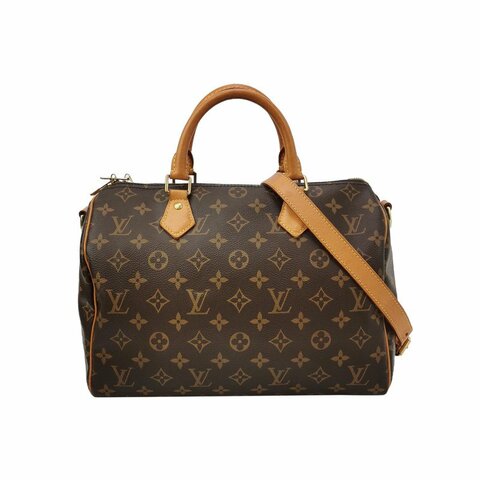 Louis Vuitton (LV) Speedy30植鞣革Monogram印花波士頓包肩肩包晶片款